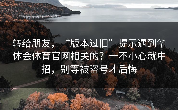 转给朋友，“版本过旧”提示遇到华体会体育官网相关的？一不小心就中招，别等被盗号才后悔