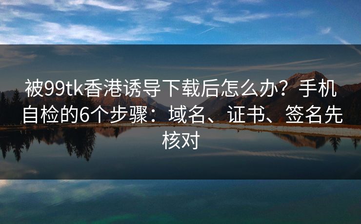 被99tk香港诱导下载后怎么办?手机自检的6个步骤:域名、证书、签名先核对